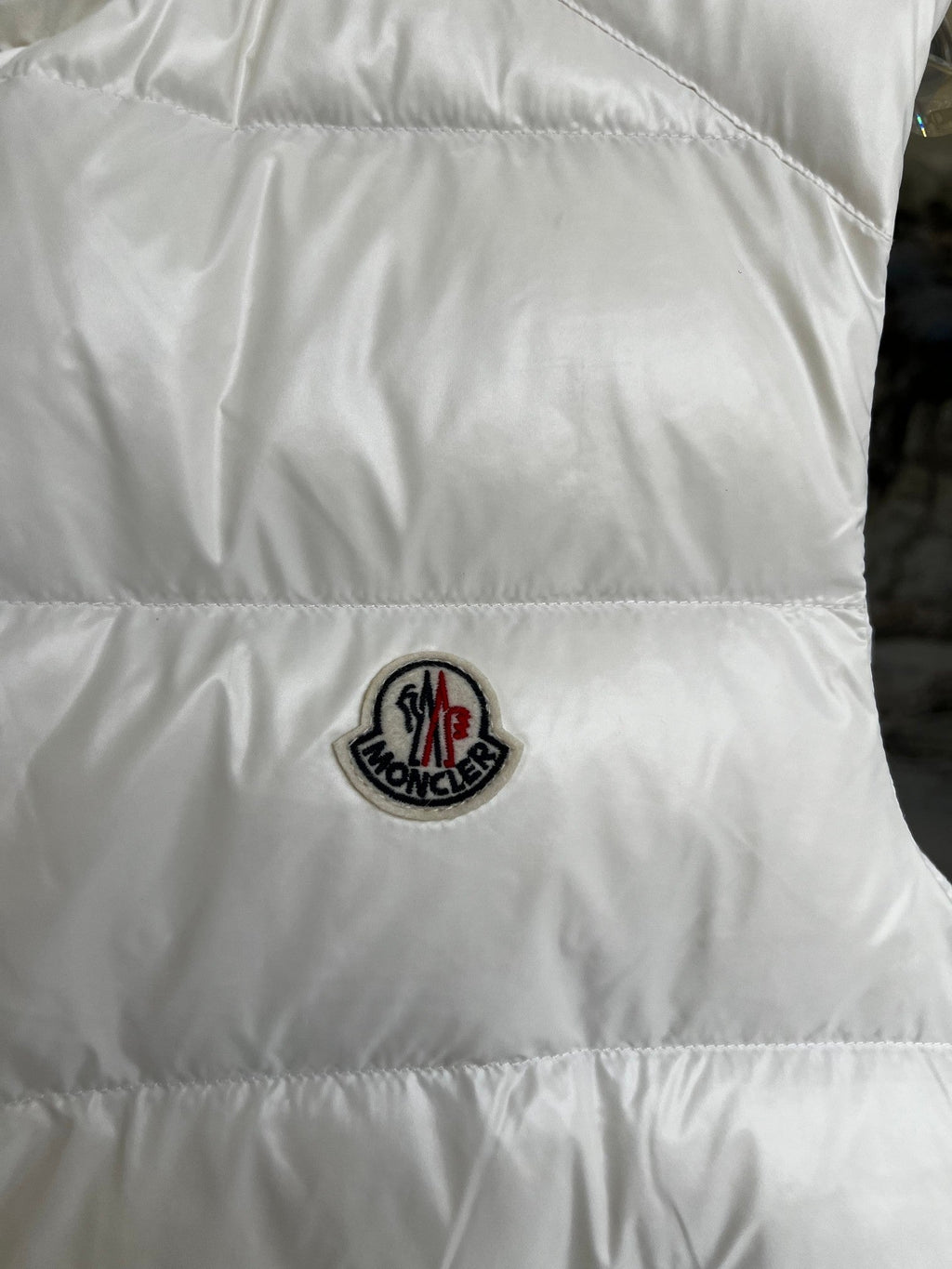 Moncler Puffer Vest in White with Glossy Finish
