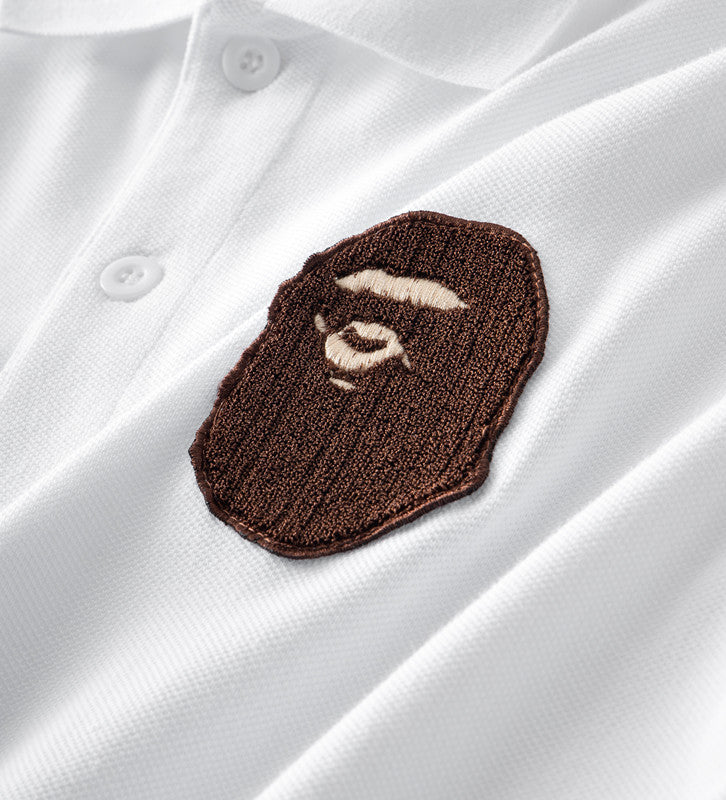BAPE Embroidered Ape Head Men's Polo Shirt - White