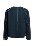 BEAMS PLUS contrast-stitch collarless jacket