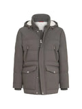 Brunello Cucinelli stretch bonded nylon down parka with detachable hood
