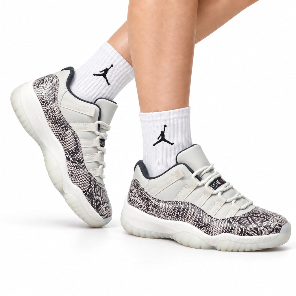 Air Jordan 11 Retro White Snakeskin Unisex Sneakers Style 04