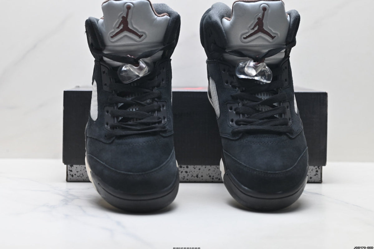 Air Jordan 5 Retro Triple Black Red Accent Sneakers