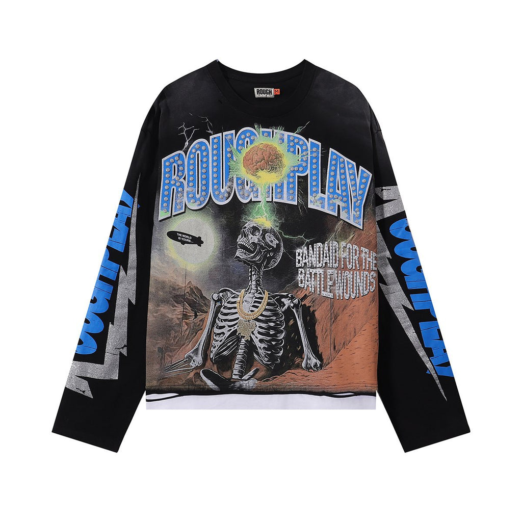 Rough Play Skull Shock Long-Sleeve T-Shirt