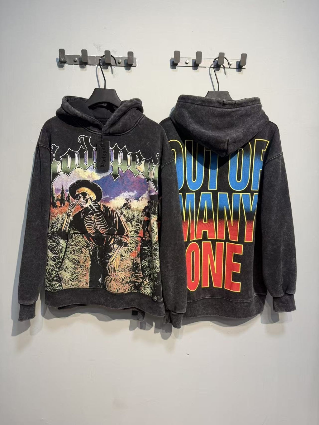 Godspeed Out of Many One Graphic Acid Wash Hoodie