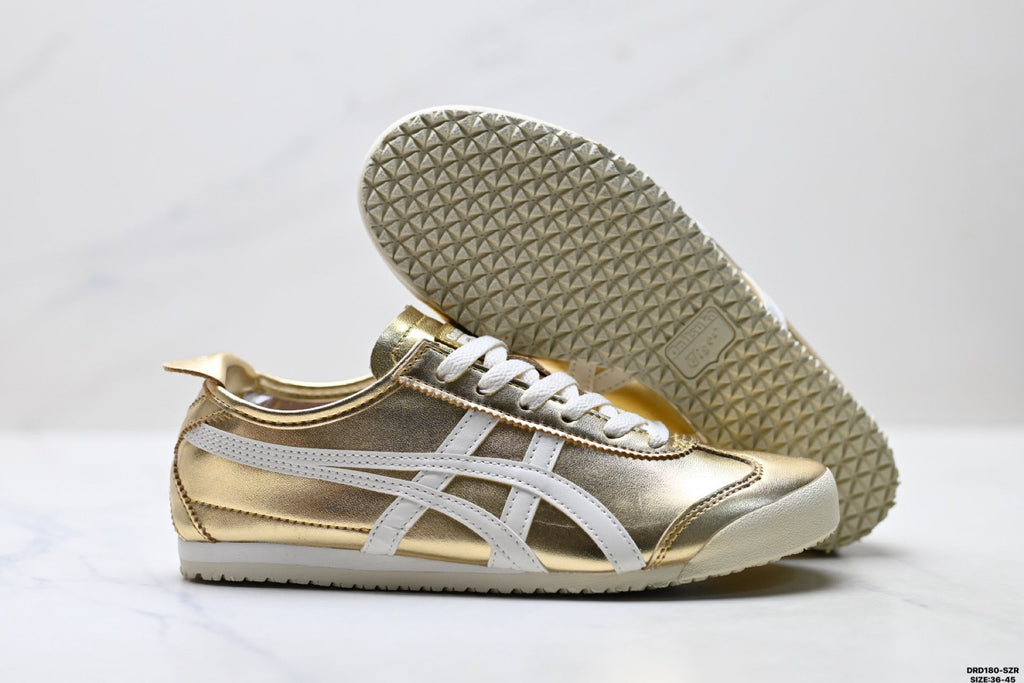 Onitsuka Tiger Retro Low Top Metallic Gold White Unisex Shoes Style 19