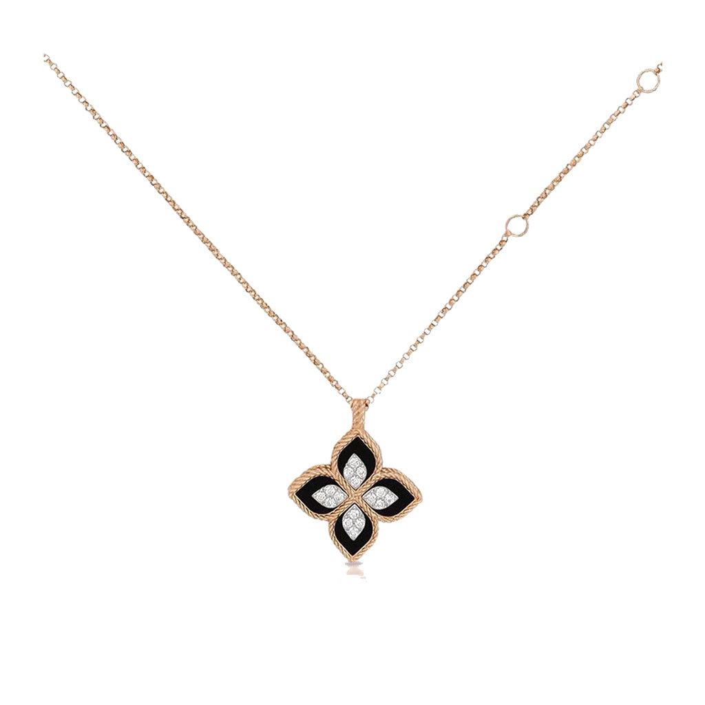 Roberto Coin Style Four-Leaf Clover Cubic Zirconia Necklace