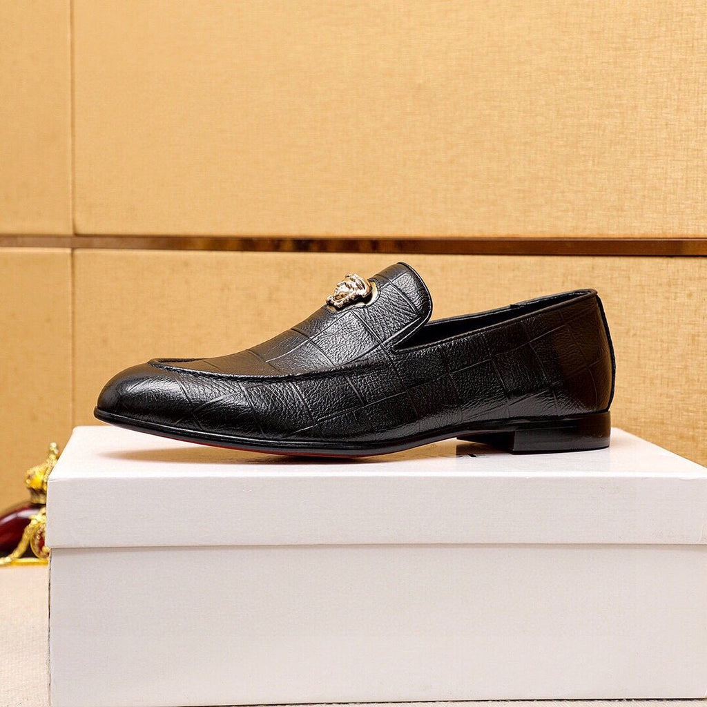 Versace Men's Black Embossed Hardware Loafers