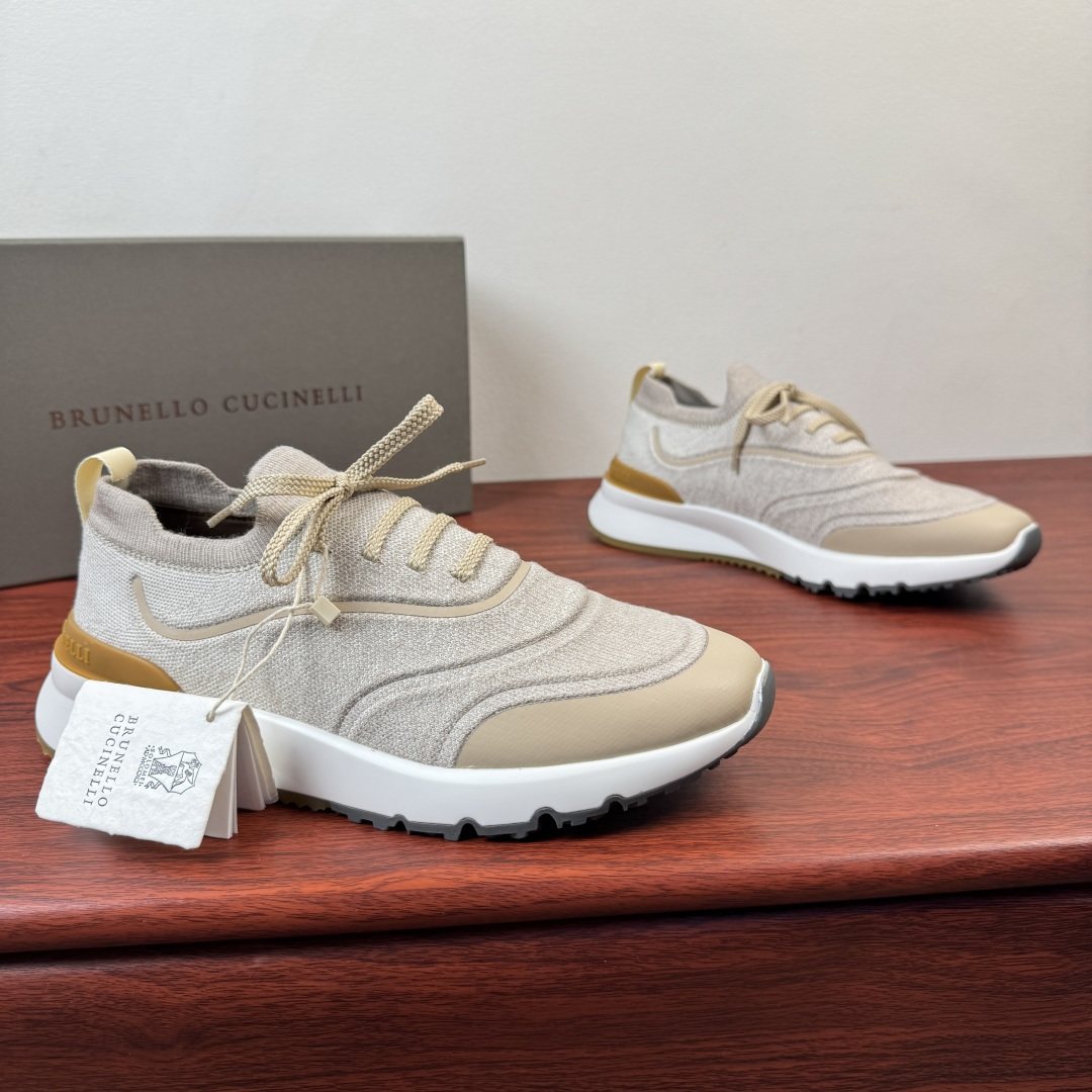 Brunello Cucinelli Men's Knit Sneakers