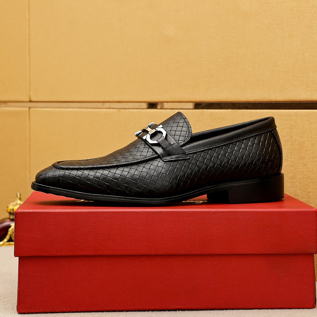 Salvatore Ferragamo Textured Buckle Loafers