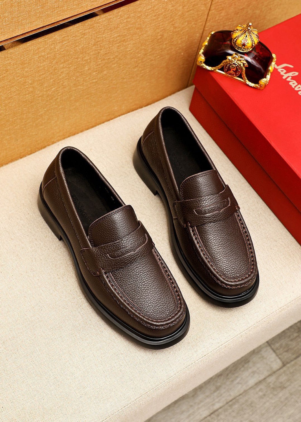 Ferragamo Textured Slip-On Loafers