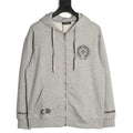Chrome Hearts Horseshoe and Gothic-Lettering Zip Hoodie - Light Gray