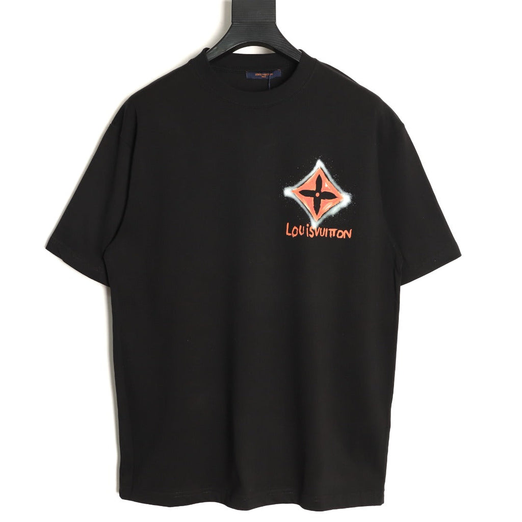 Louis Vuitton Four-Petal Motif and Lettering T-Shirt - Black