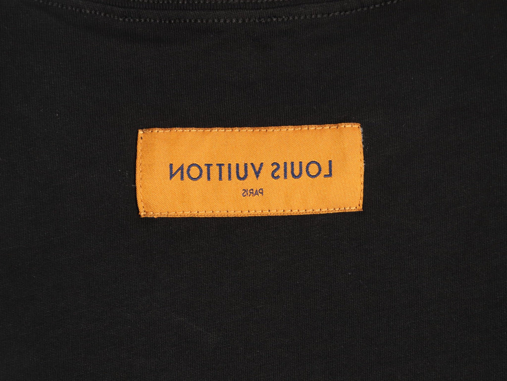 Louis Vuitton Four-Petal Motif and Lettering T-Shirt - Black